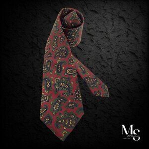 BOND STREET Burgundy Paisley Luxury Silk Tie In Made England W: 3.25" EX CD